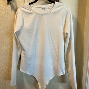 Good American White Long-Sleeve Crewneck Bodysuit